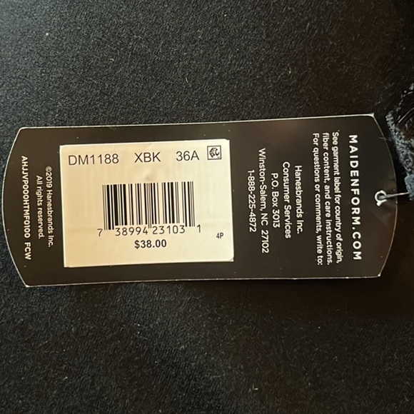 🆕 Maidenform Black Lace Wireless Bra with Convertible Straps Size 36A - Picture 5 of 6